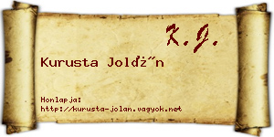 Kurusta Jolán névjegykártya